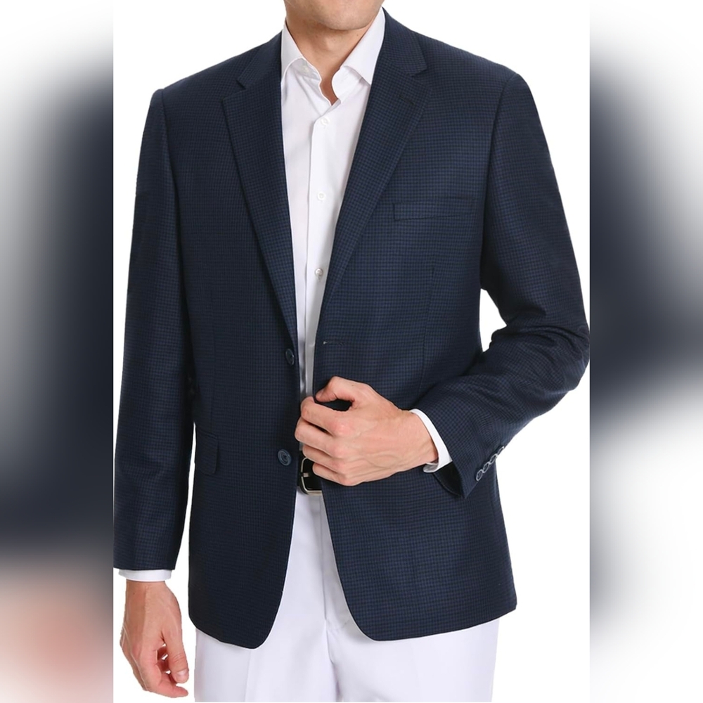 P&L Men's Classic Fit Houndstooth Blazer Sport Coat 2 Button Casual Jacket 46L